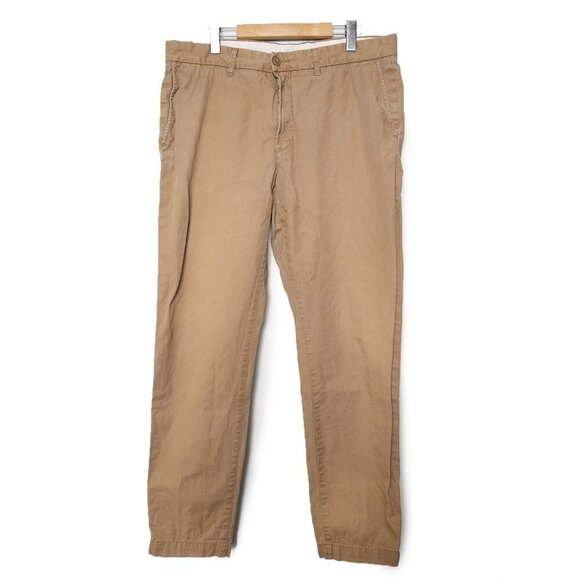H&M Mens Slim Fit Cotton Chinos Pants Tan Beige 100% Cotton Summer Casual - Picture 3 of 8